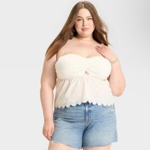 Plus size Cream Strapless Wild Fable Strapless eyelet tube top size XXL NWT
